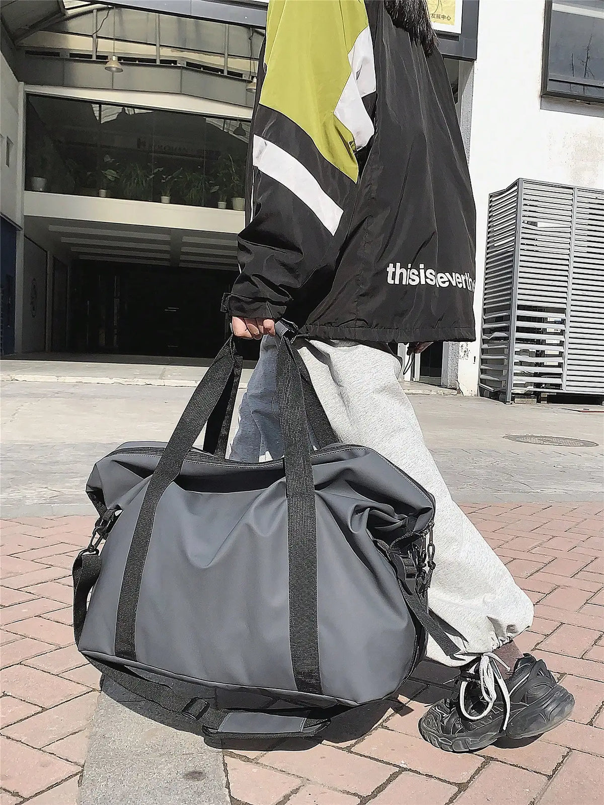 Bolso de fin de semana de nylon con correa cruzada