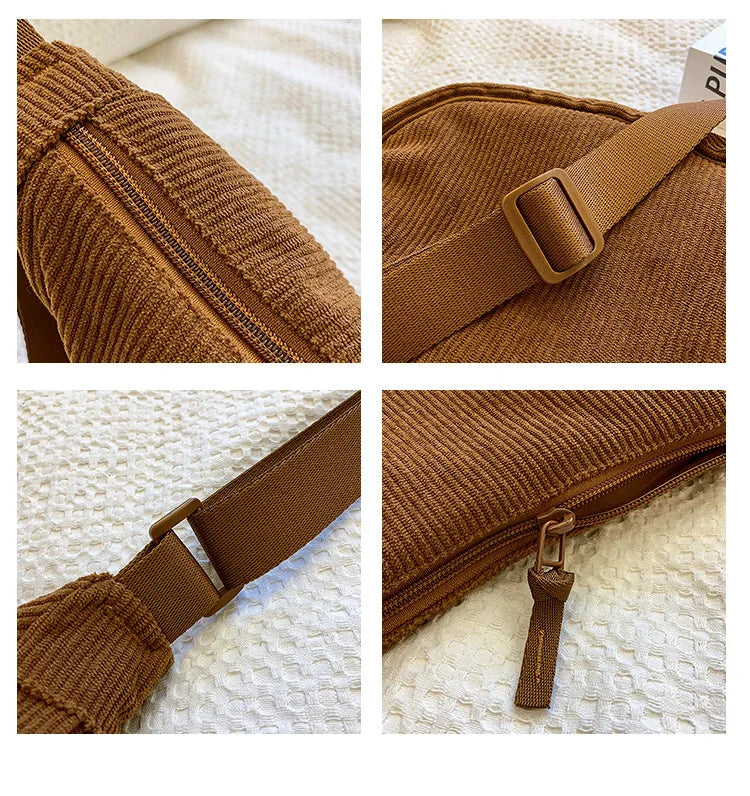 Cartera hobo de corderoy con correa regulable