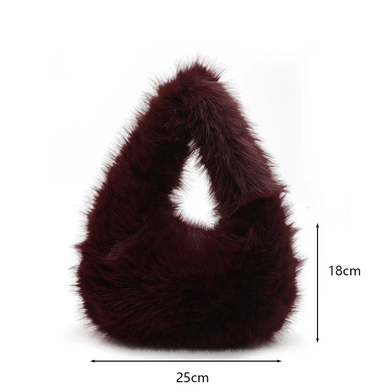 Cartera hobo de pelo sintético con forma de media luna