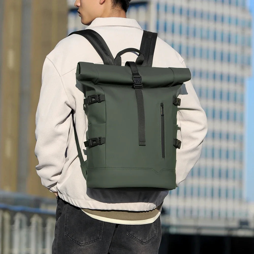 Mochila enrollable de microfibra con espacio para computadora