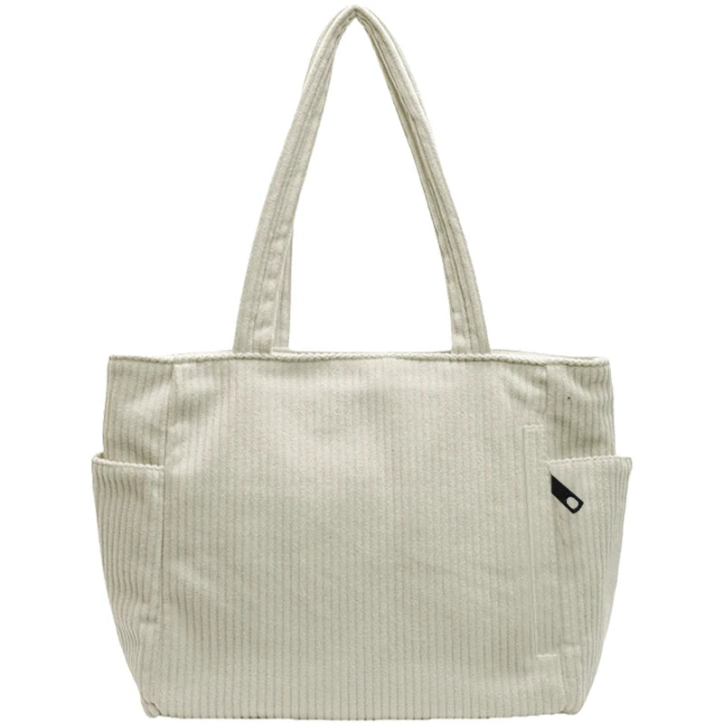 Bolso de hombro de corderoy suave con cierre