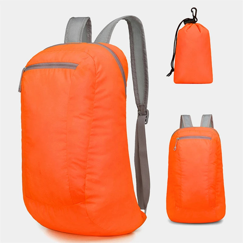 Mochila plegable de nylon con bolsa de guardado