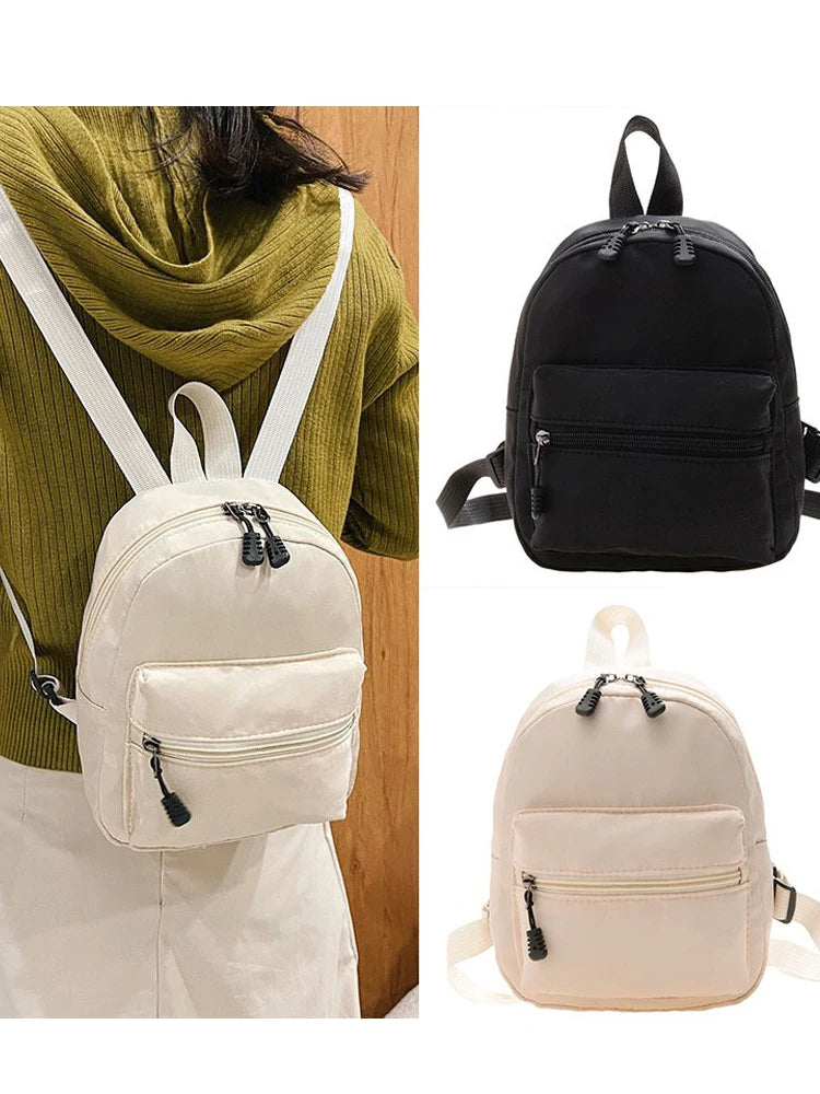 Mini mochila de nylon con bolsillo de solapa