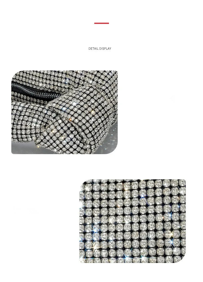 Cartera de fiesta con brillos y asa anudada