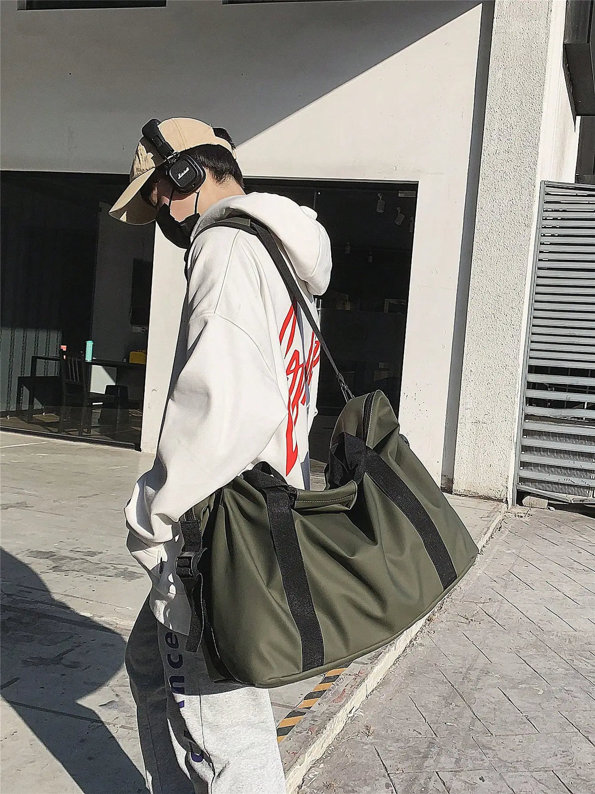 Bolso de fin de semana de nylon con correa cruzada