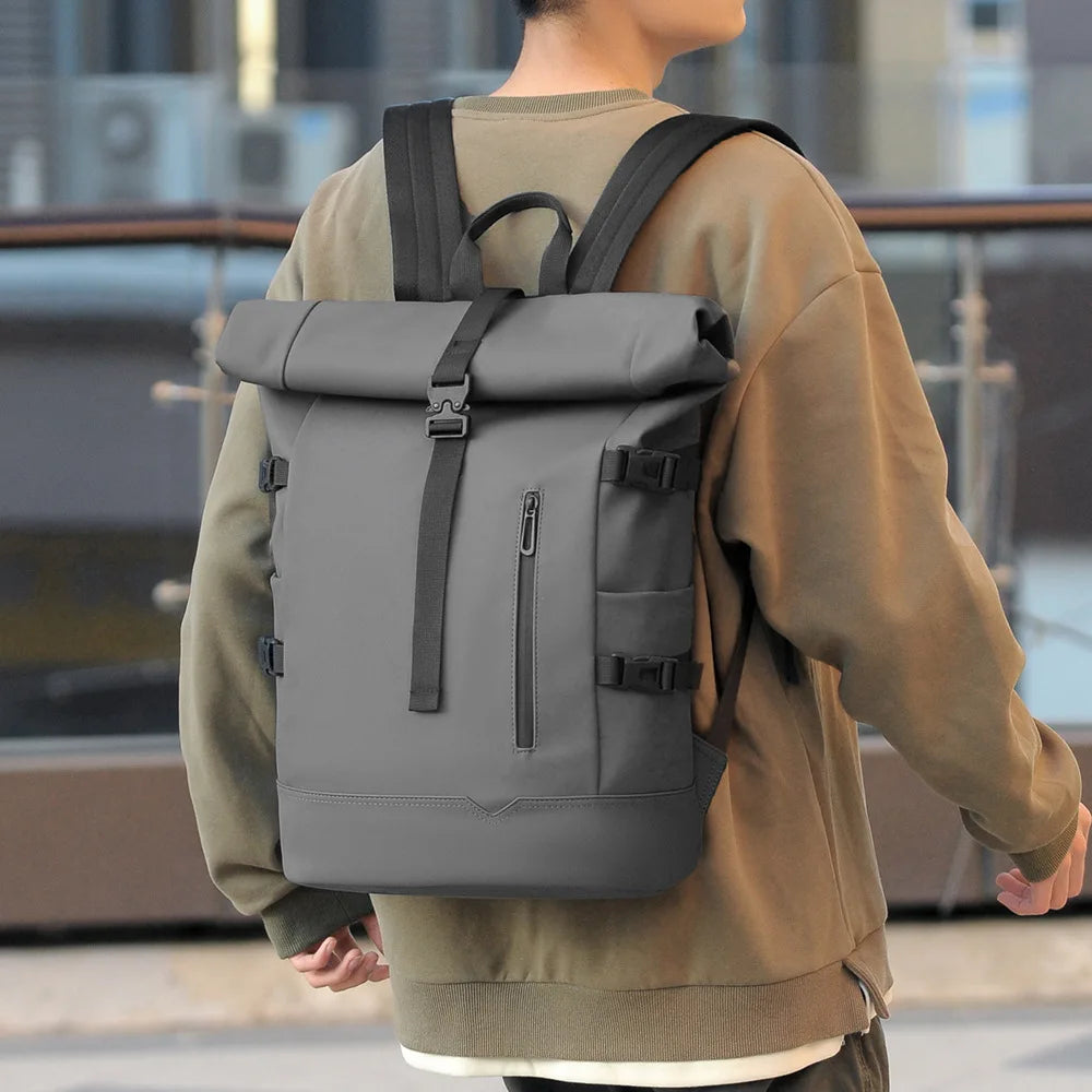 Mochila enrollable de microfibra con espacio para computadora