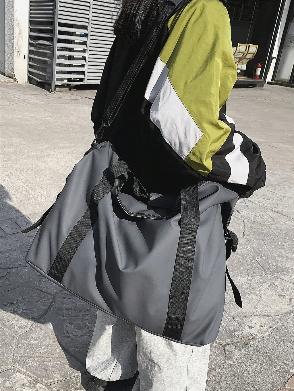 Bolso de fin de semana de nylon con correa cruzada