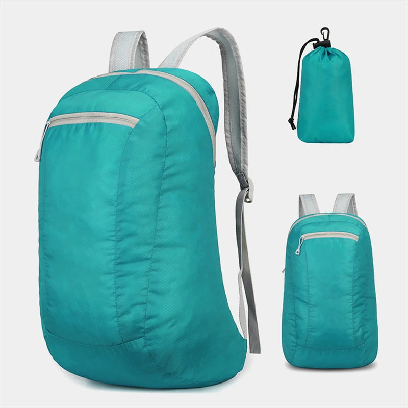 Mochila plegable de nylon con bolsa de guardado