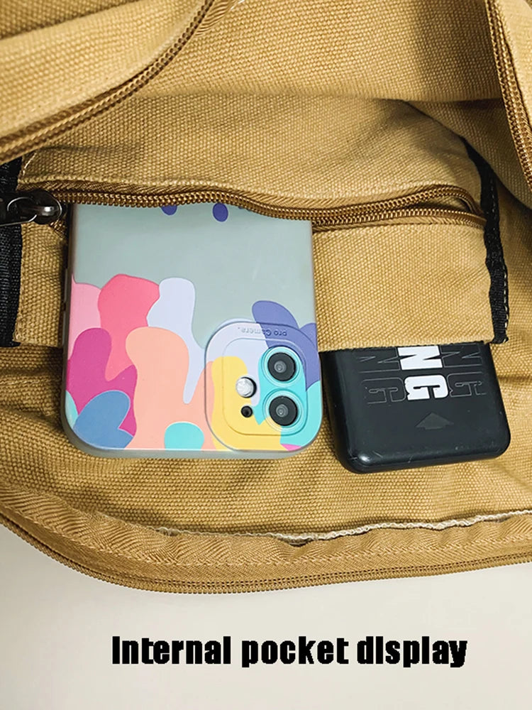 Bandolera de lona con solapa y bolsillo para celular