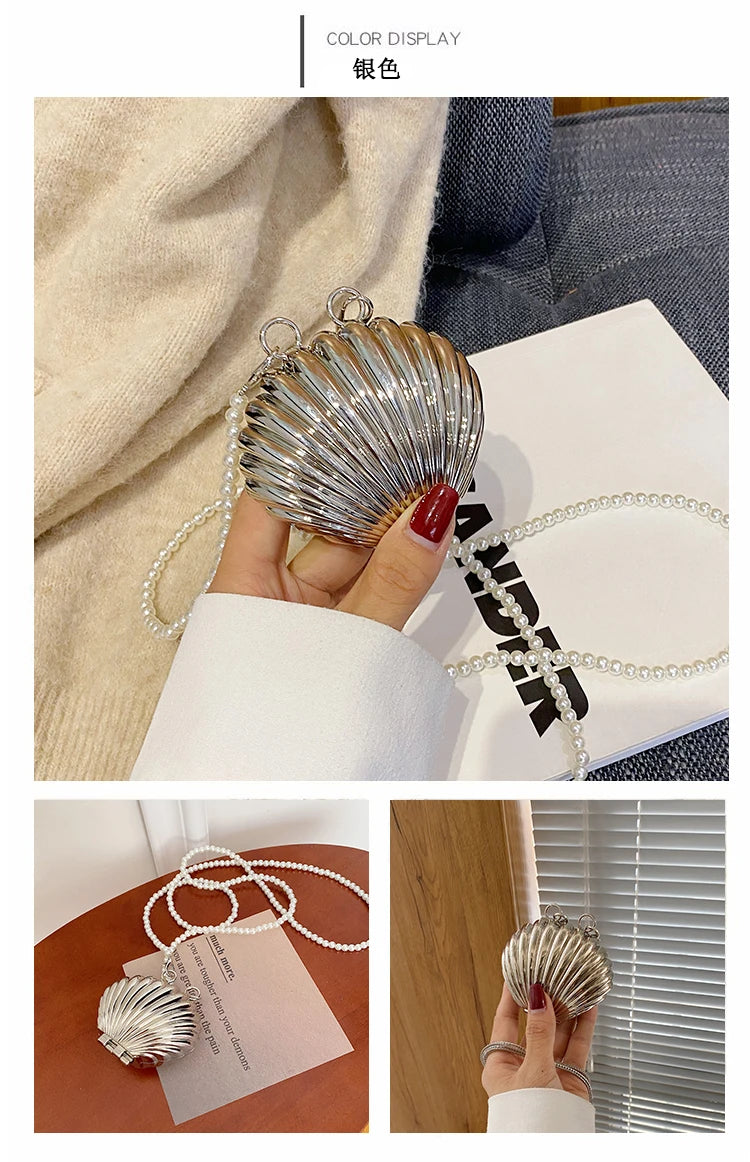 Minaudière metálica mini con cadena cruzada