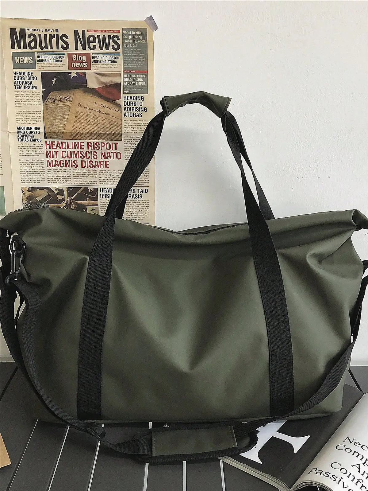 Bolso de fin de semana de nylon con correa cruzada