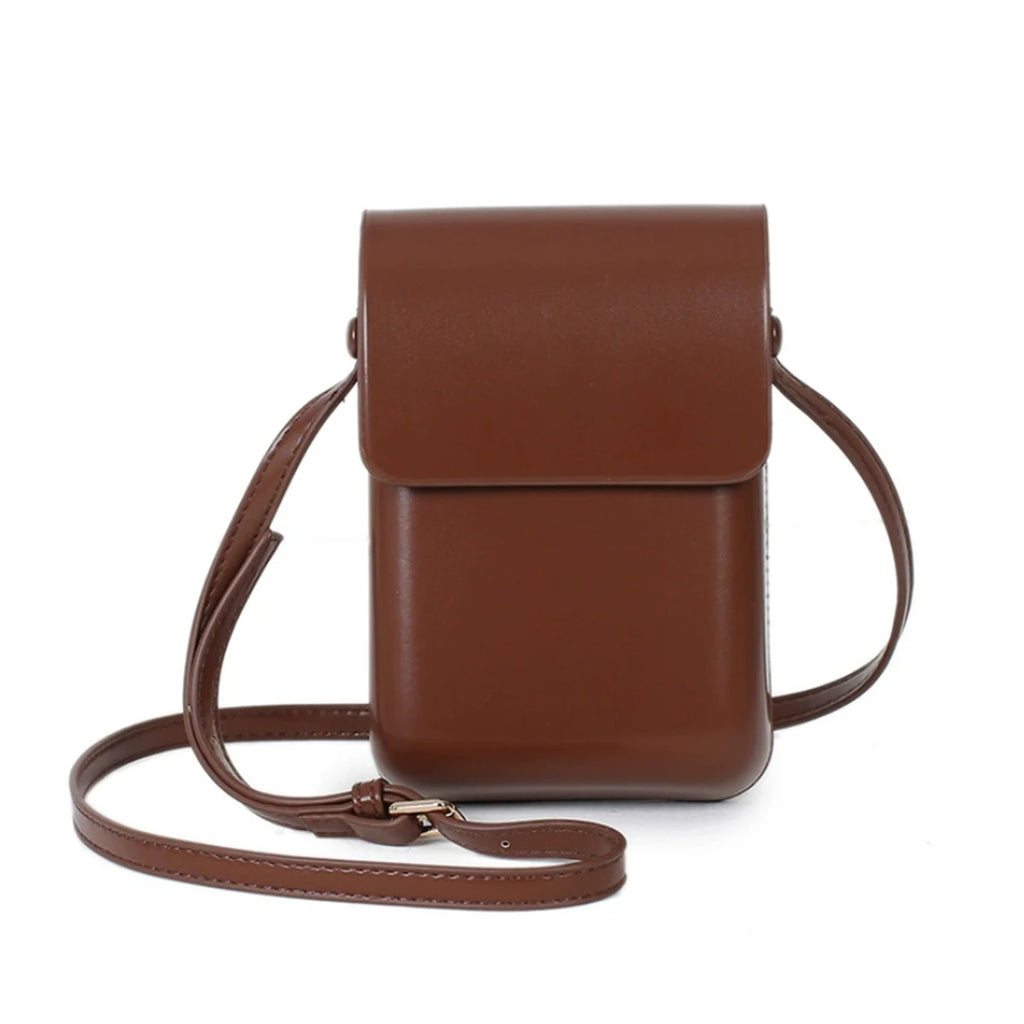 Bandolera vertical de PU con solapa y cuerpo rígido