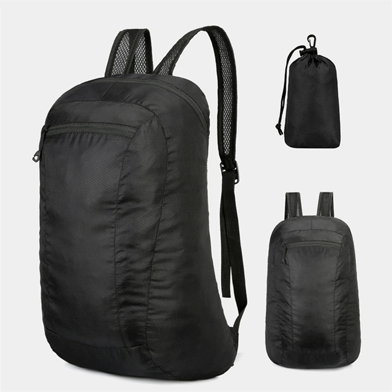 Mochila plegable de nylon con bolsa de guardado
