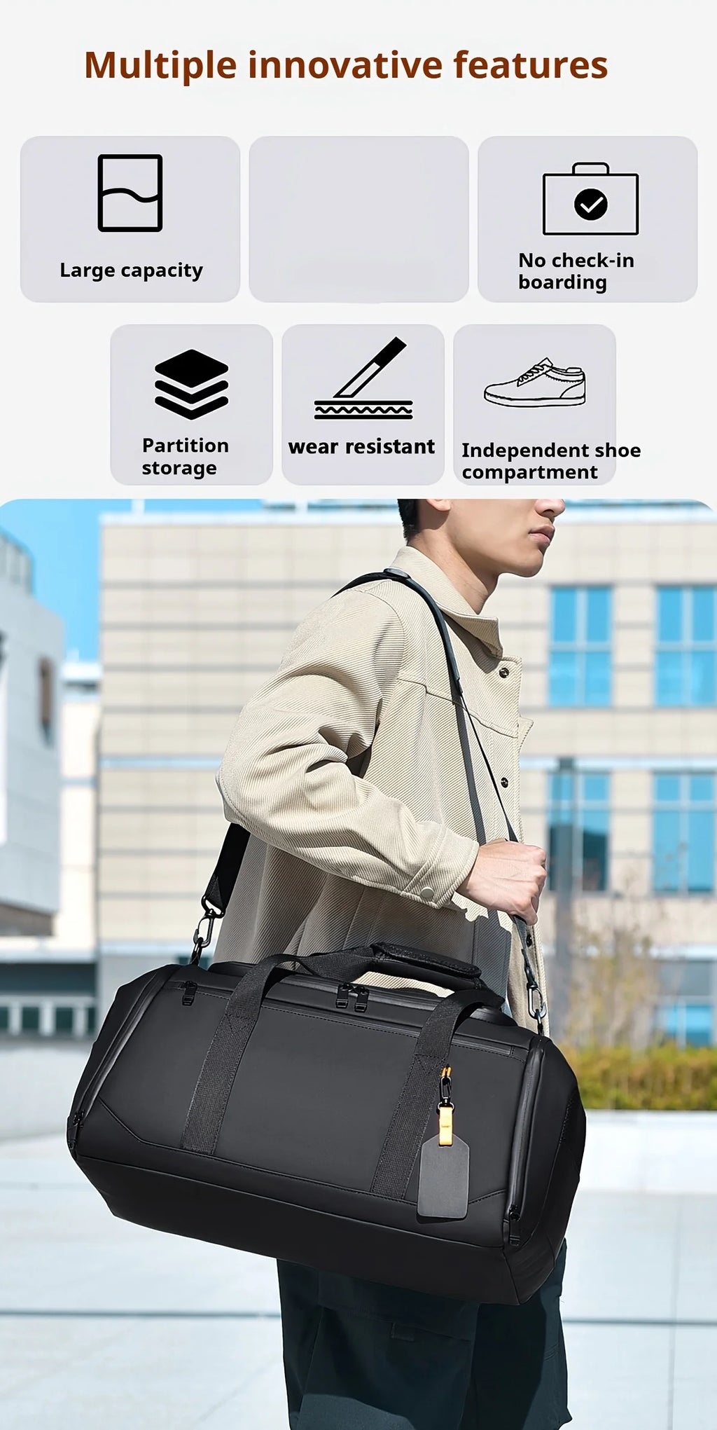 Bolso de fin de semana con varios compartimentos