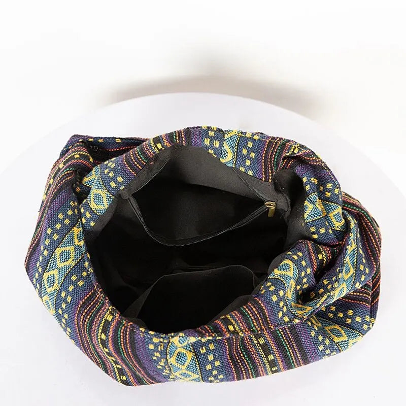 Cartera hobo de lona de estilo bohemio