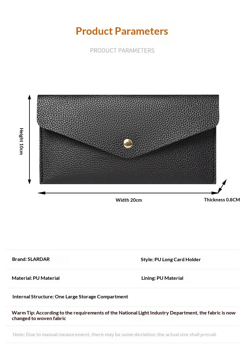 Billetera larga con solapa de estilo minimalista