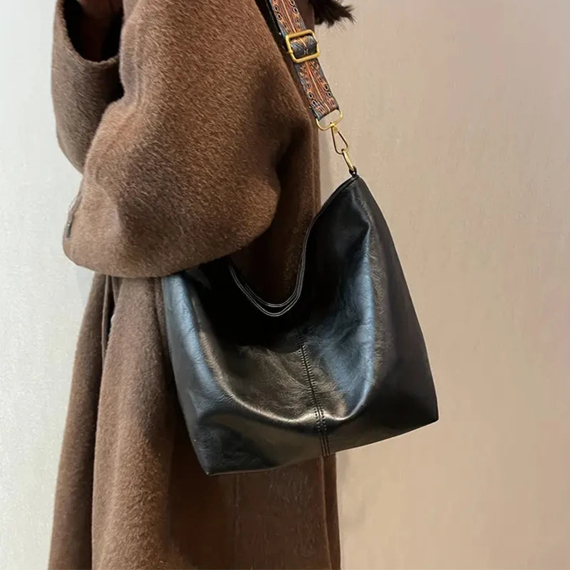 Bolso tote liso de PU con cierre superior