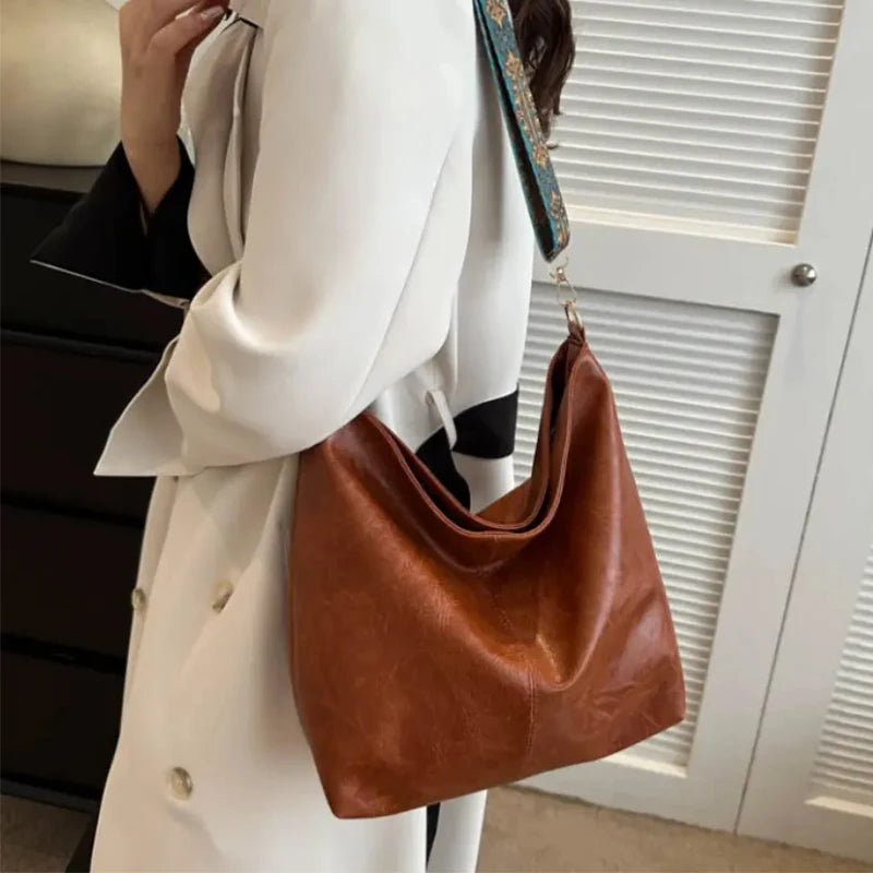 Bolso tote liso de PU con cierre superior