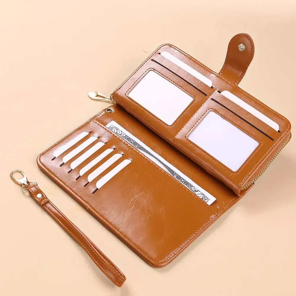 Billetera de mano de PU con espacio para celular