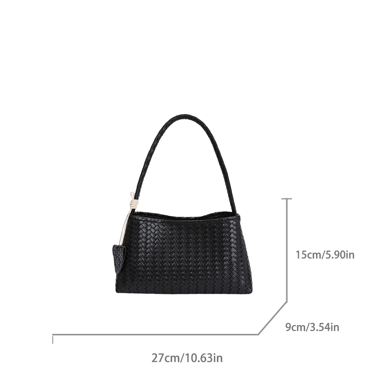 Cartera baguette brillante con textura trenzada