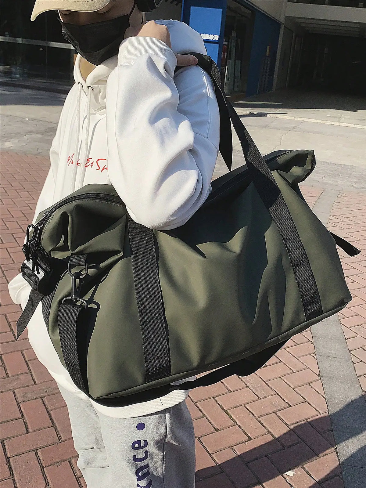 Bolso de fin de semana de nylon con correa cruzada