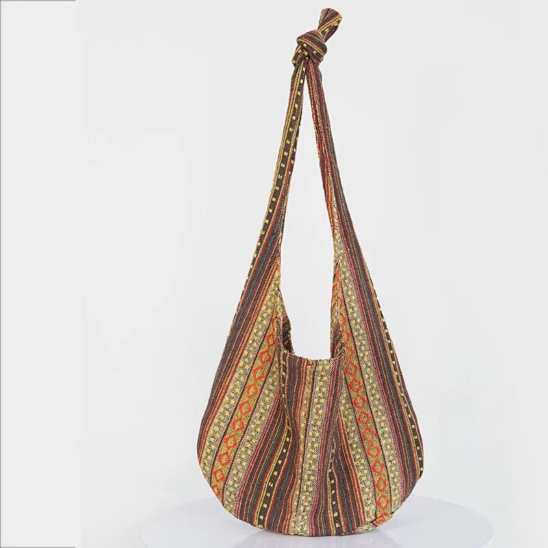 Cartera hobo de lona de estilo bohemio