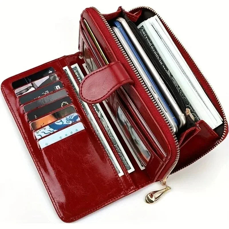 Billetera de mano de PU con espacio para celular
