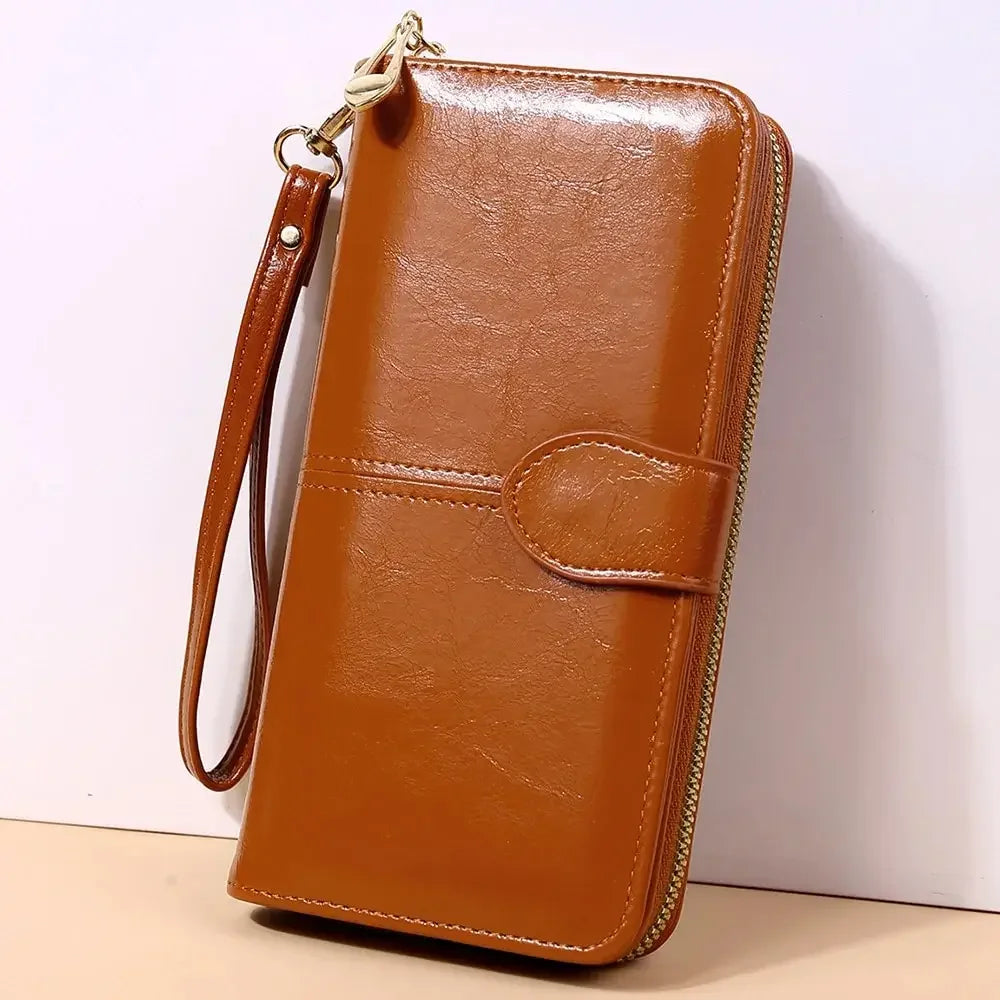 Billetera de mano de PU con espacio para celular
