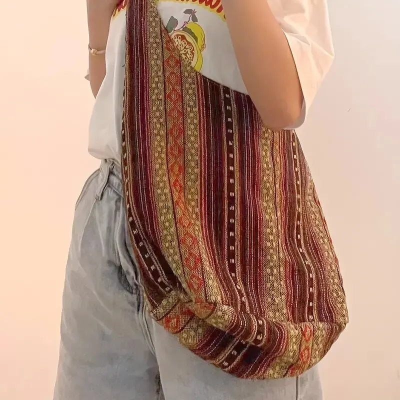 Cartera hobo de lona de estilo bohemio