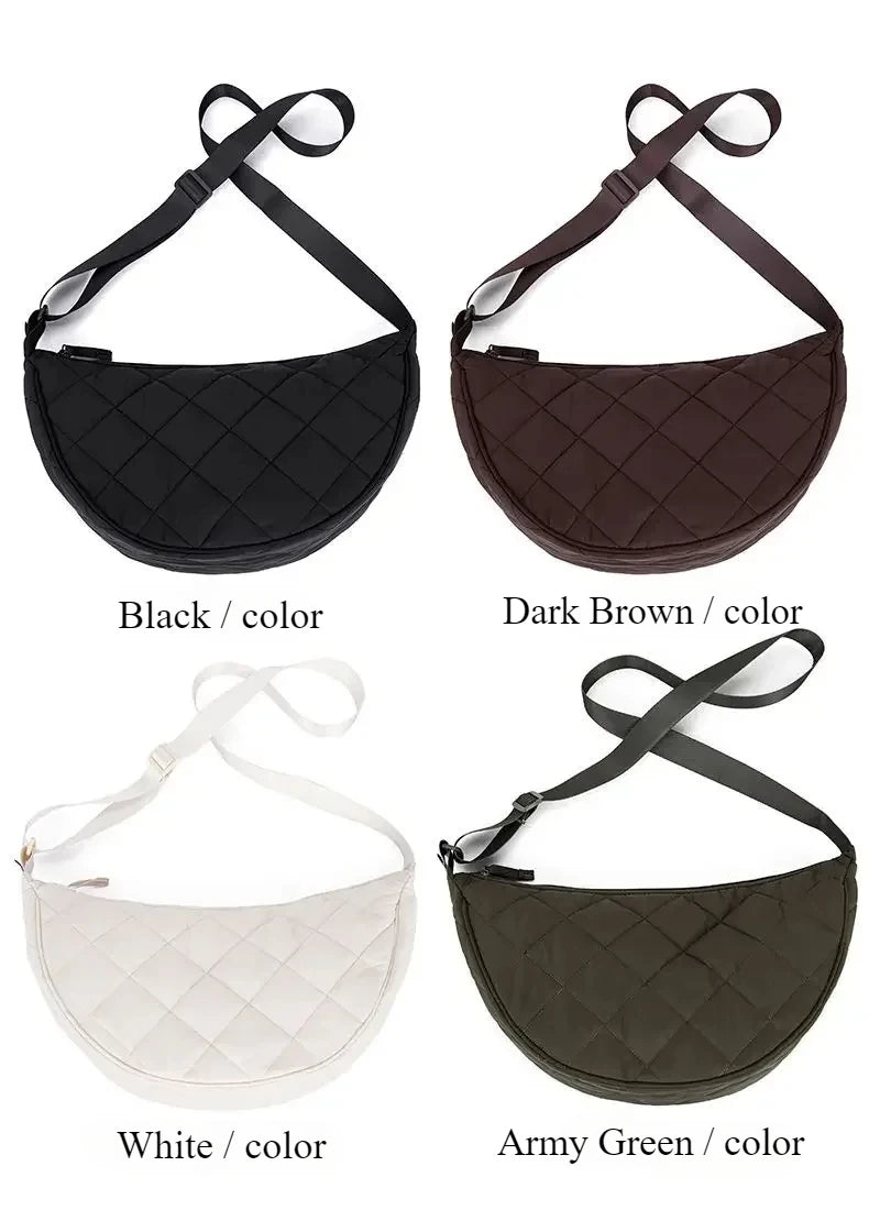 Cartera hobo de nylon con diseño acolchado en rombos