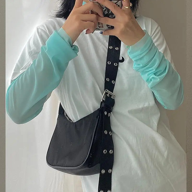 Cartera de nylon con cierre y bolsillo para celular
