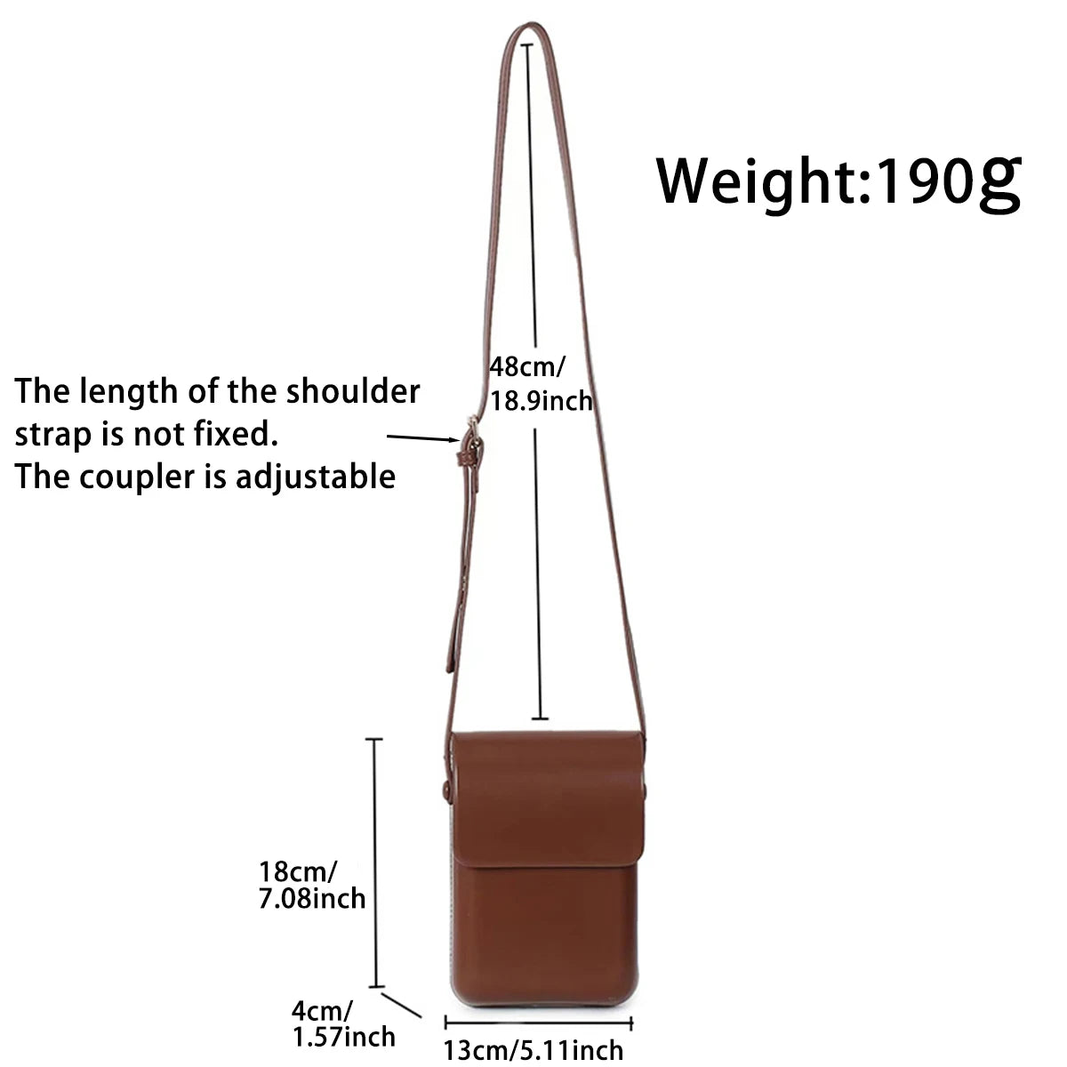 Bandolera vertical de PU con solapa y cuerpo rígido