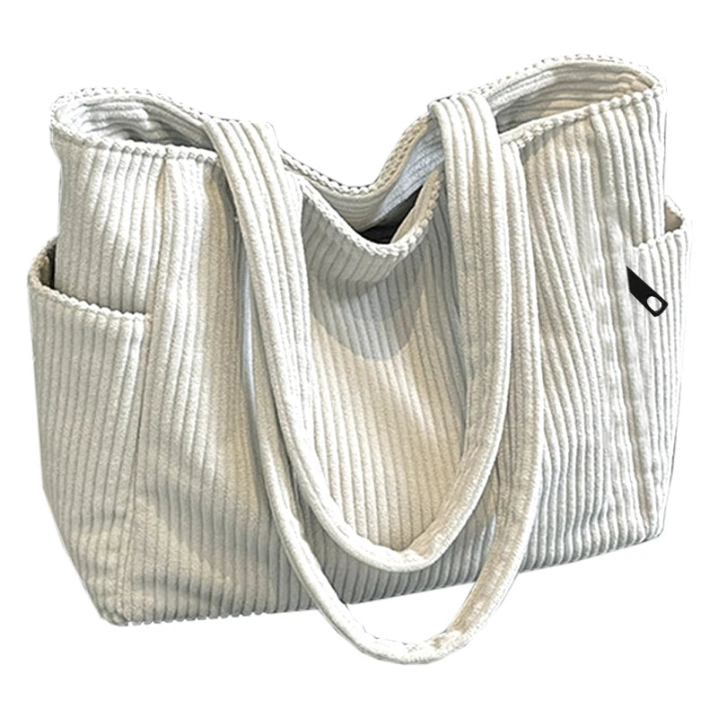 Bolso de hombro de corderoy suave con cierre