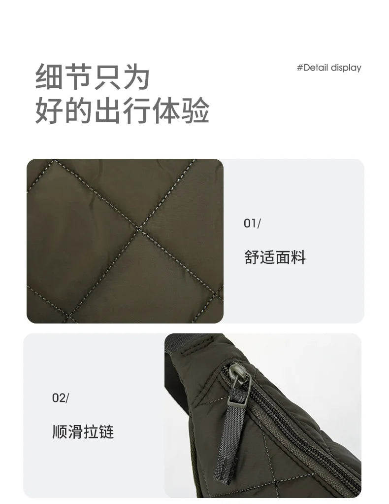 Cartera hobo de nylon con diseño acolchado en rombos