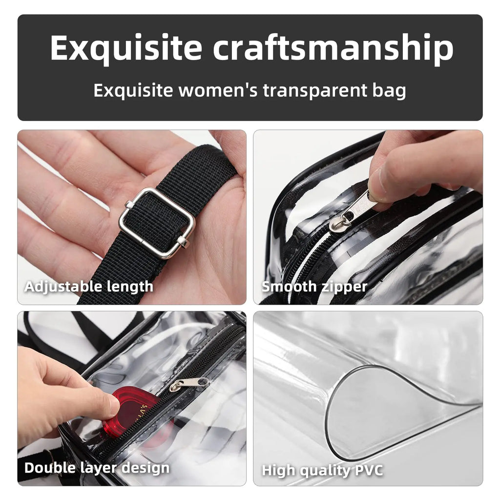 Bandolera transparente de PVC con correa regulable