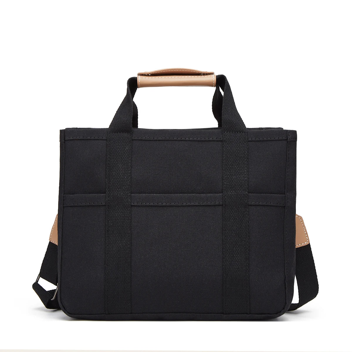 Bolso tote de lona con múltiples bolsillos y correa regulable