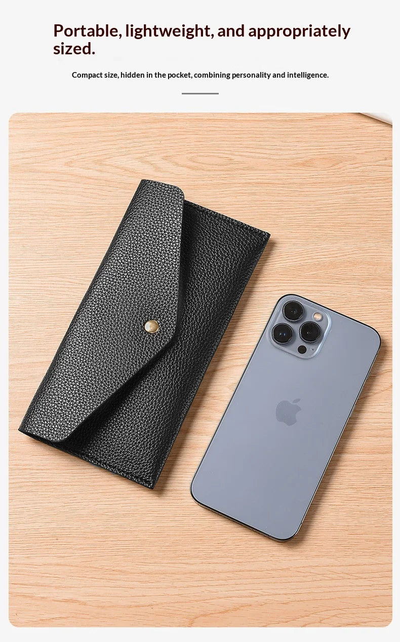 Billetera larga con solapa de estilo minimalista