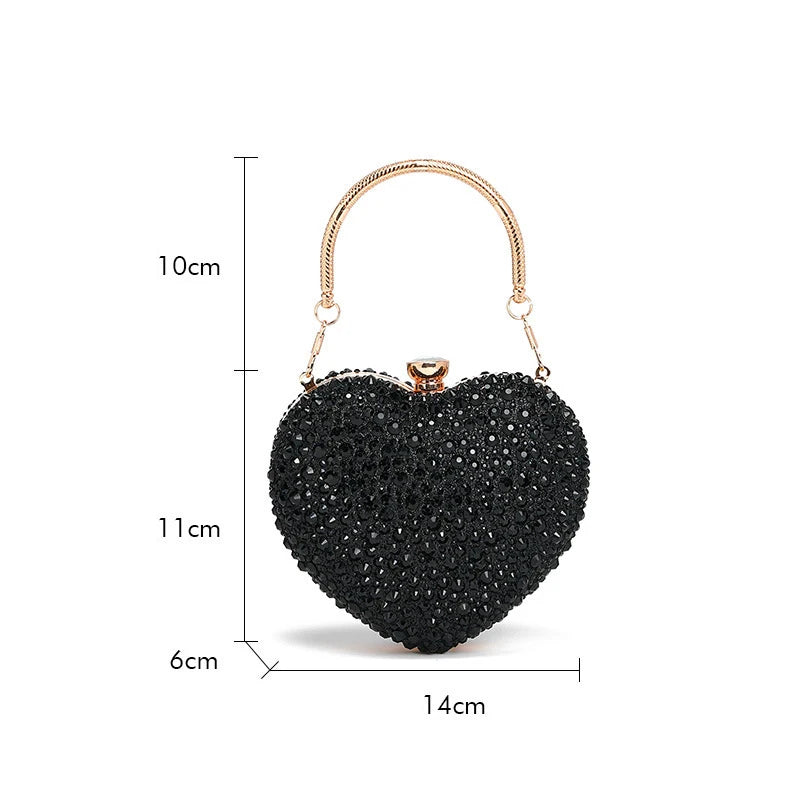 Clutch metálico de corazón con strass