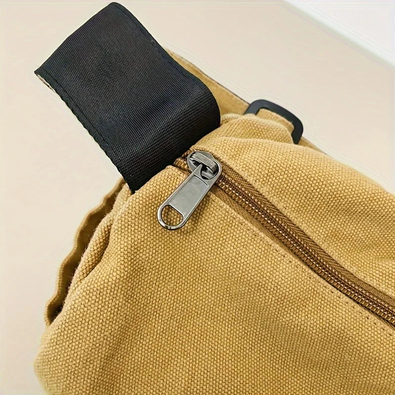 Bandolera de lona con solapa y bolsillo para celular