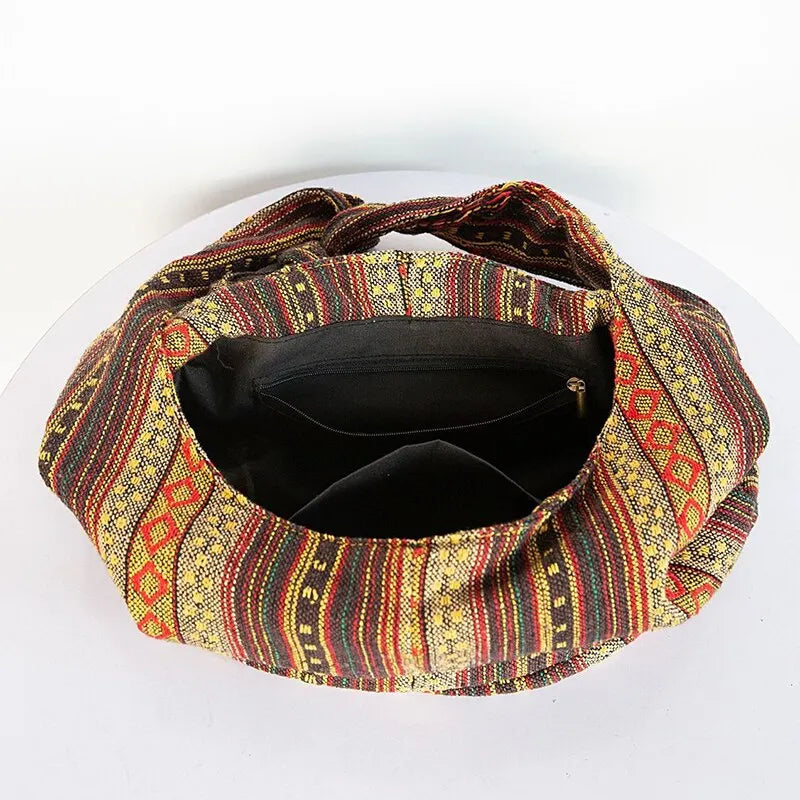 Cartera hobo de lona de estilo bohemio